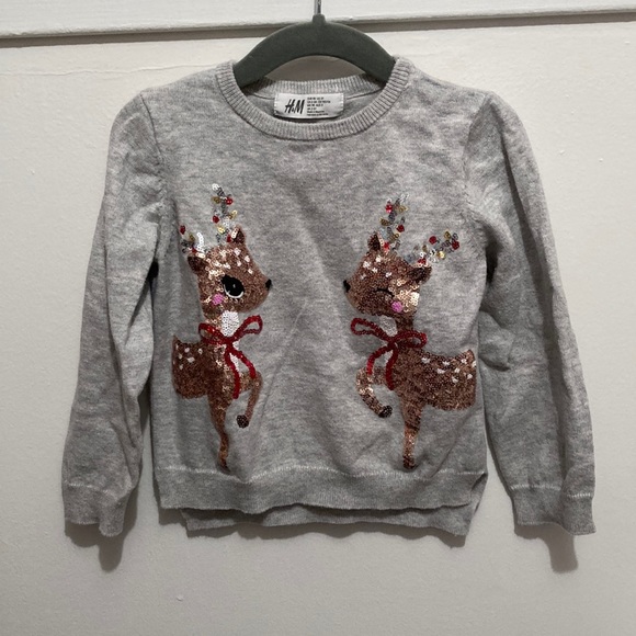 H&M 3T reindeer sweater with sequence. Great condition, perfect for holidays - Picture 1 of 5